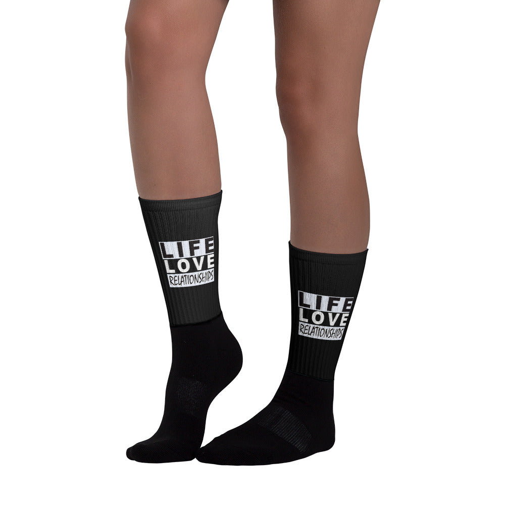 Life, Love Relationships - Black Foot Sublimated Socks - JayMayOnline eStore