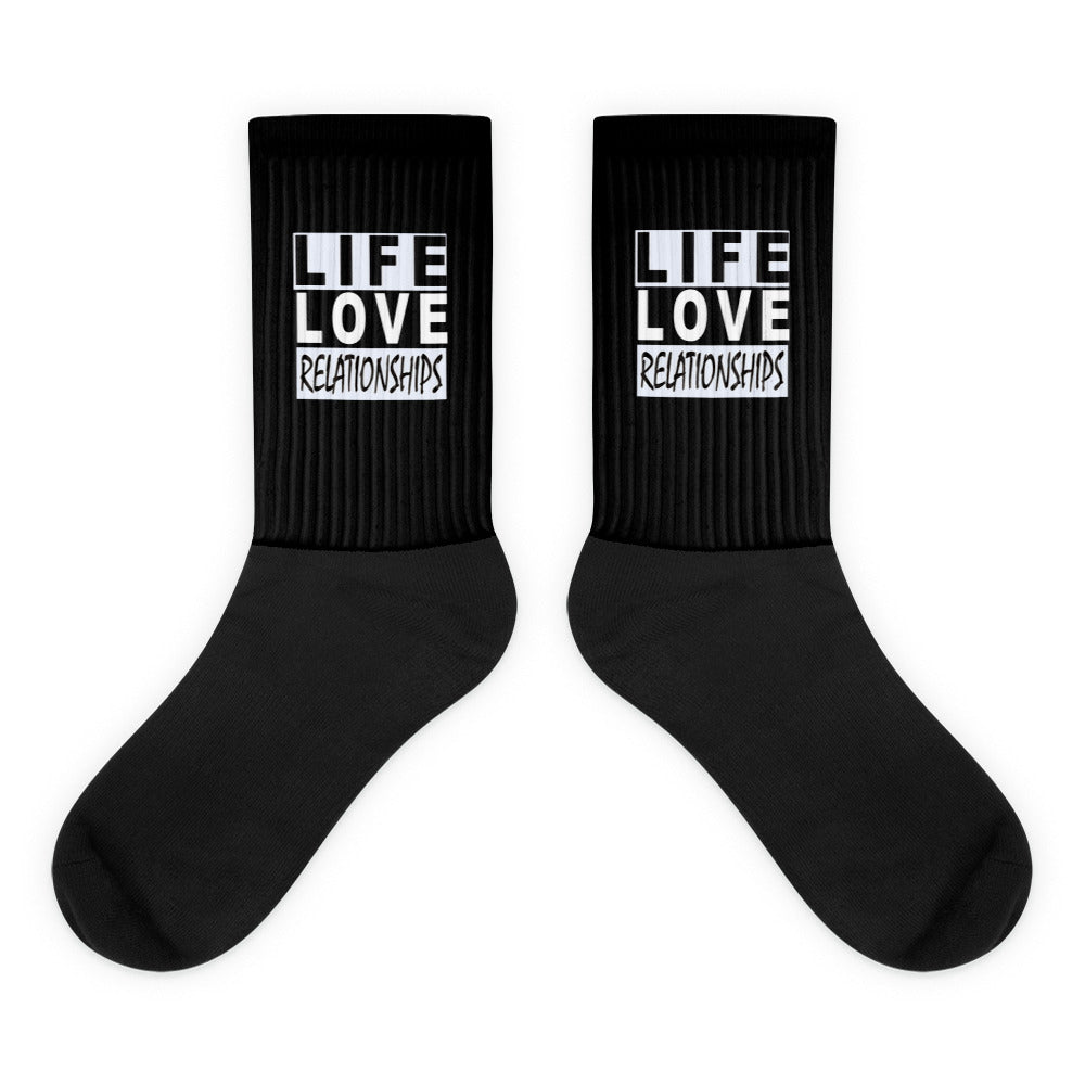 Life, Love Relationships - Black Foot Sublimated Socks - JayMayOnline eStore